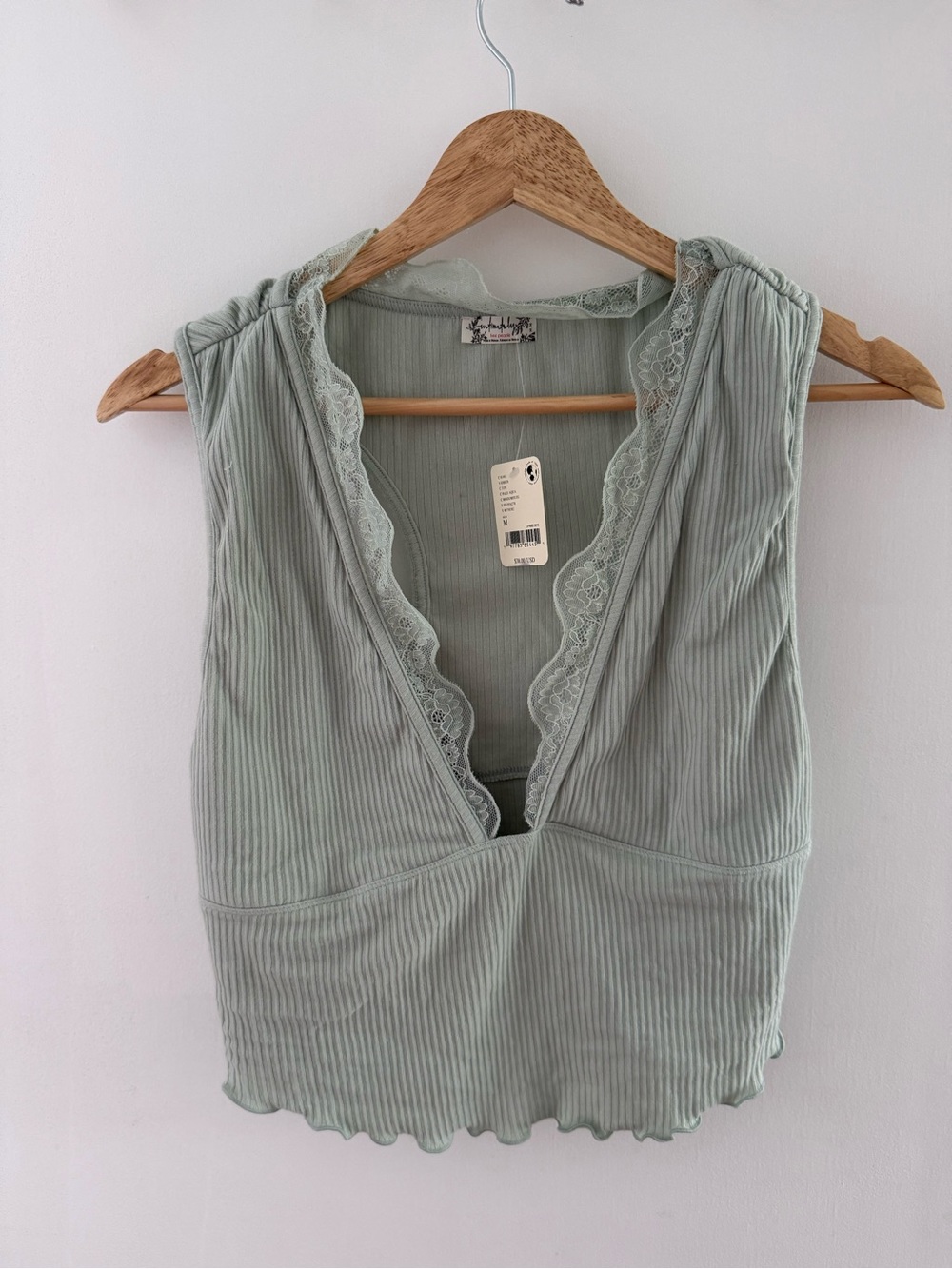 NWT Free People Lace Ribbed Camisole Brami Size M
